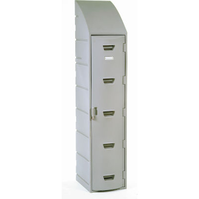 Remco Plastics Single Tier Plastic Locker, 15"Wx18"Dx73"H, Gray, Assembled