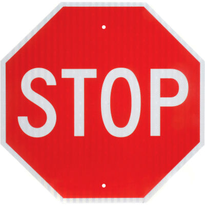 Global Industrial™ Aluminum Sign - Stop - .080" Thick, White/Red, 652645