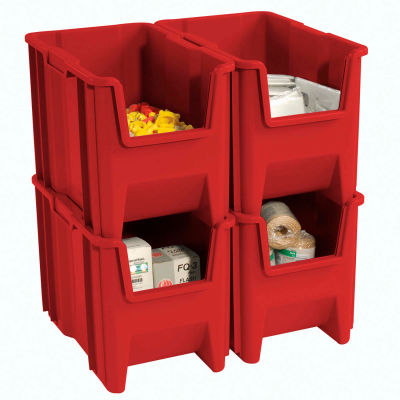 Quantum Giant Hopper Bin, 10-7/8"W x 17-1/2"D x 12-1/2"H, Red - Pkg Qty 4