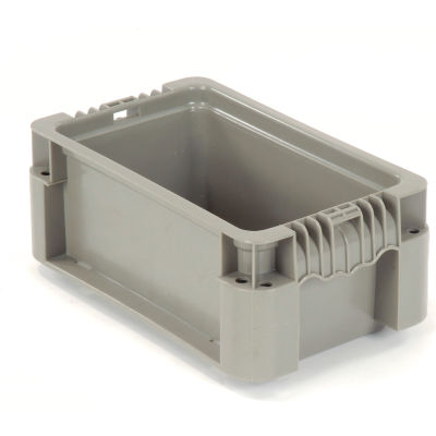 Global Industrial Stackable Straight Wall Container, Solid, 12"Lx7-3/8"Wx5"H, Gray