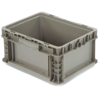 Global Industrial™ Stackable Straight Wall Container, Solid, 12"Lx15"Wx7-1/2"H, Gray