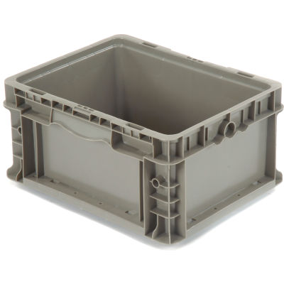 Global Industrial Stackable Straight Wall Container, Solid, 12"Lx15"Wx7-1/2"H, Gray