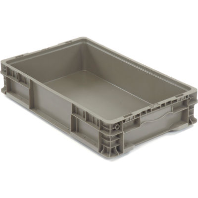 Global Industrial Stackable Straight Wall Container, Solid, 24"Lx15"Wx5"H, Gray