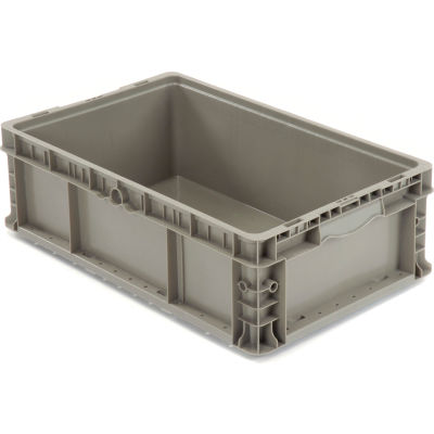 Global Industrial™ Stackable Straight Wall Container, Solid, 24"Lx15"Wx7-1/2"H, Gray