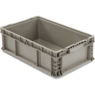 Global Industrial Stackable Straight Wall Container, Solid, 24"Lx15"Wx7-1/2"H, Gray