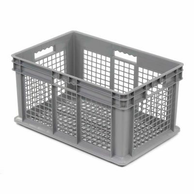 Global Industrial™ Mesh Straight Wall Container, 23-3/4"Lx15-3/4"Wx12-1/4"H, Gray - Pkg Qty 3