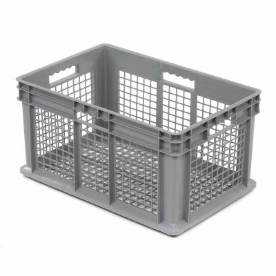 Global Industrial Mesh Straight Wall Container, 23-3/4"Lx15-3/4"Wx12-1/4"H, Gray - Pkg Qty 3