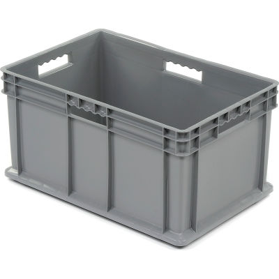 Akro-Mils Straight Wall Container 37682 Solid Sides & Base 23-3/4"L x 15-3/4"W x 12-1/4"H, Gray - Pkg Qty 3