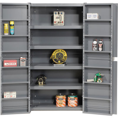 storage cabinets cabinet doors industrial bins shelving interior global globalindustrial assembled totes containers gray