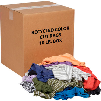Global Industrial Recycled Mixed Color Cut Rags, 10 Lb. Box