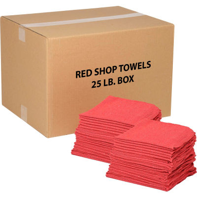 Global Industrial™ 100% Cotton Red Shop Towels, 25 Lb. Box