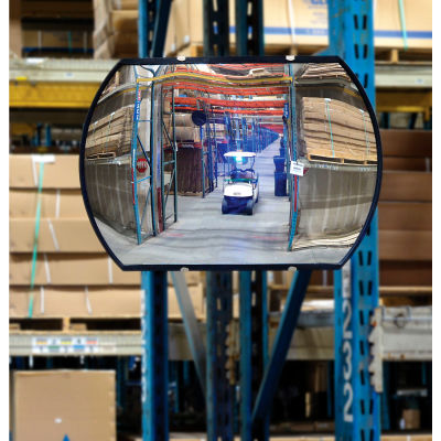 Global Industrial Roundtangular Glass Convex Mirror, Indoor, 20"x30", 160° Viewing Angle