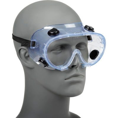ERB 15145 Chemical Splash Resistant Goggles - Standard, Clear Lens, Black Straps