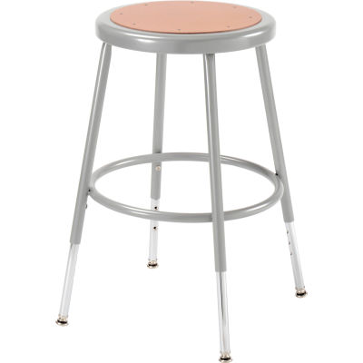 Interion® Steel Shop Stool with Hardboard Seat – Adjustable Height 19"-27" - Gray - Pack of 2
