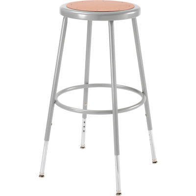 Interion® Steel Shop Stool with Hardboard Seat – Adjustable Height 25"-33" - Gray - Pack of 2