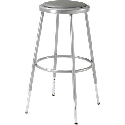Interion® Steel Shop Stool with Padded Seat - Adjustable Height 25" - 33" - Gray - Pack of 2