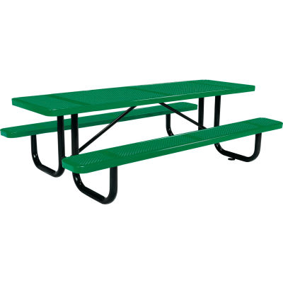 8 ft. Rectangular Outdoor Steel Picnic Table - Perforated Metal - Green