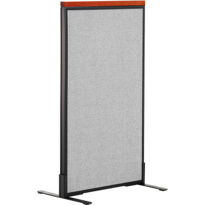 Interion® Deluxe Freestanding Office Partition Panel, 24-1/4"W x 43-1/2"H, Gray
