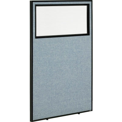 Interion® Office Partition Panel with Partial Window, 36-1/4"W x 60"H, Blue