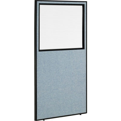 Interion® Office Partition Panel with Partial Window, 36-1/4"W x 72"H, Blue