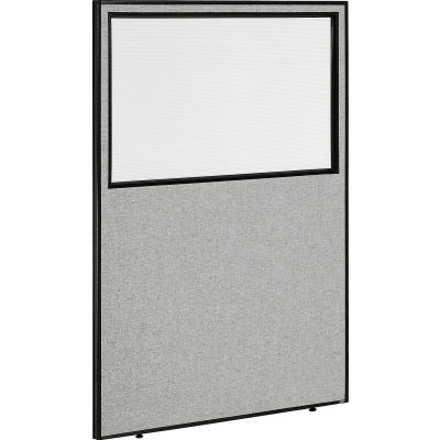 Interion® Office Partition Panel with Partial Window, 48-1/4"W x 72"H, Gray