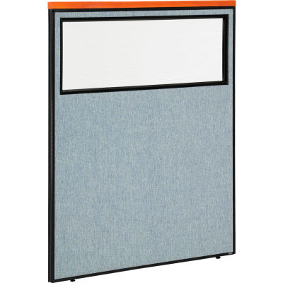 Interion® Deluxe Office Partition Panel with Partial Window, 48-1/4"W x 61-1/2"H, Blue