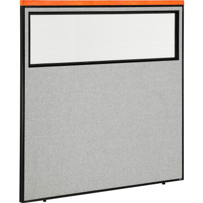 Interion® Deluxe Office Partition Panel with Partial Window, 60-1/4"W x 61-1/2"H, Gray