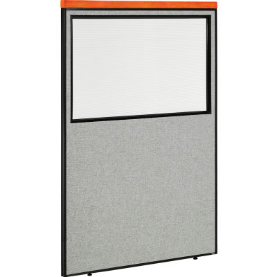 Interion® Deluxe Office Partition Panel with Partial Window, 48-1/4"W x 73-1/2"H, Gray