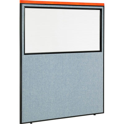 Interion® Deluxe Office Partition Panel with Partial Window, 60-1/4"W x 73-1/2"H, Blue