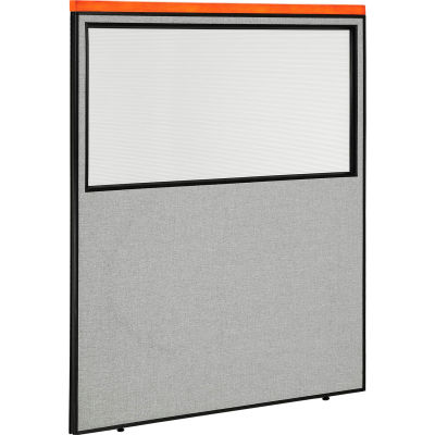 Interion® Deluxe Office Partition Panel with Partial Window, 60-1/4"W x 73-1/2"H, Gray