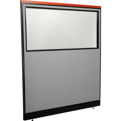 Interion® Deluxe Office Partition Panel w/Partial Window & Raceway 60-1/4"W x 65-1/2"H Gray