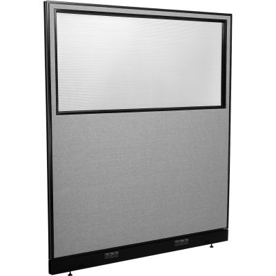 Interion® Electric Office Partition Panel with Partial Window, 60-1/4"W x 64"H, Gray