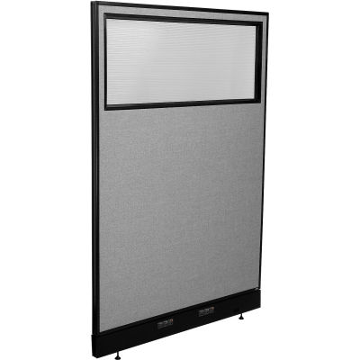 Interion® Electric Office Partition Panel with Partial Window, 48-1/4"W x 76"H, Gray
