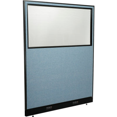 Interion® Electric Office Partition Panel with Partial Window, 60-1/4"W x 76"H, Blue