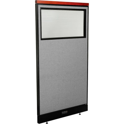 Interion® Deluxe Electric Office Partition Panel with Partial Window, 36-1/4"W x 65-1/2"H, Gray