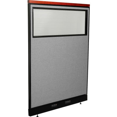 Interion® Deluxe Electric Office Partition Panel with Partial Window, 48-1/4"W x 65-1/2"H, Gray