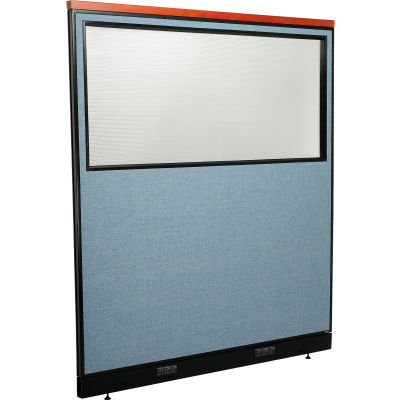 Interion® Deluxe Electric Office Partition Panel with Partial Window, 60-1/4"W x 65-1/2"H, Blue