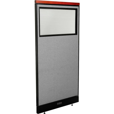 Interion® Deluxe Electric Office Partition Panel with Partial Window, 36-1/4"W x 77-1/2"H, Gray