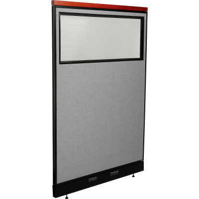 Interion® Deluxe Electric Office Partition Panel with Partial Window, 48-1/4"W x 77-1/2"H, Gray