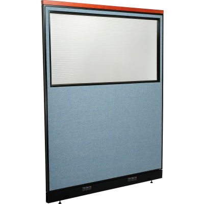 Interion® Deluxe Electric Office Partition Panel with Partial Window, 60-1/4"W x 77-1/2"H, Blue