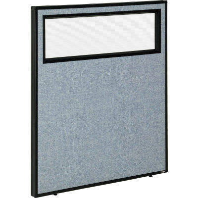 Interion® Office Partition Panel with Partial Window, 36-1/4"W x 42"H, Blue