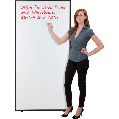 Interion® Office Partition Panel with Whiteboard, 36-1/4"W x 72"H