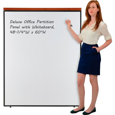 Interion® Deluxe Office Partition Panel with Whiteboard, 48-1/4"W x 61-1/2"H