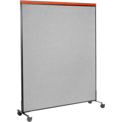 Interion® Mobile Deluxe Office Partition Panel, 60-1/4"W x 76-1/2"H, Gray
