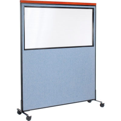 Interion® Mobile Deluxe Office Partition Panel with Partial Window, 60 ...