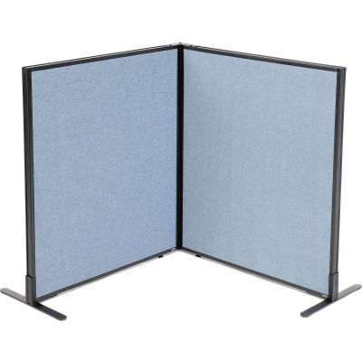 Interion® Freestanding 2-Panel Corner Room Divider, 36-1/4"W x 42"H Panels, Blue