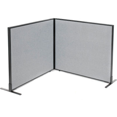 Interion® Freestanding 2-Panel Corner Room Divider, 48-1/4"W x 42"H Panels, Gray