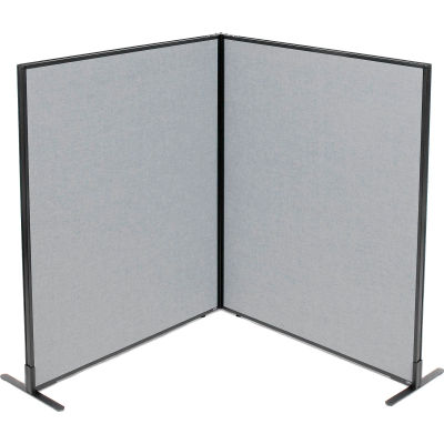 Interion® Freestanding 2-Panel Corner Room Divider, 48-1/4"W x 60"H Panels, Gray