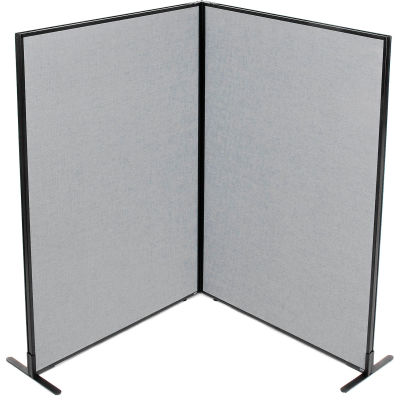Interion® Freestanding 2-Panel Corner Room Divider, 48-1/4"W x 72"H Panels, Gray