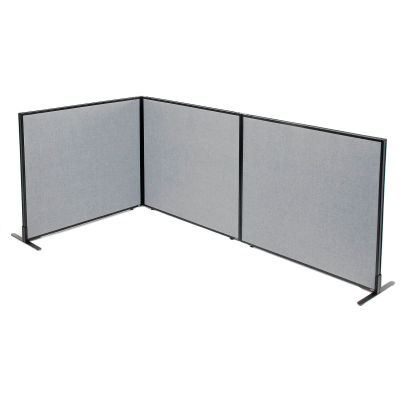 Interion® Freestanding 3-Panel Corner Room Divider, 48-1/4"W x 42"H Panels, Gray